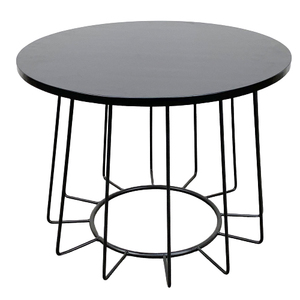 Minimalist Style Round <b>Coffee</b> <b>Table</b> 60x60x45cm Durable Oak Top and Iron Frame Sintered Stone TT68090 for Living Room Furniture - Product Image 1