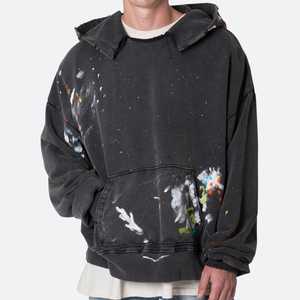 Sweat à capuche oversize en coton lourd 400 g/m² de qualité supérieure, style boxy, imprimé et brodé, pour homme, automne 2026 - Product Image 6