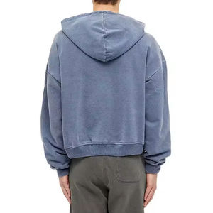 Logo personnalisé Sweats à capuche pour hommes en coton épais de haute qualité avec fermeture éclair surdimensionnée et délavé à l'acide - Product Image 3