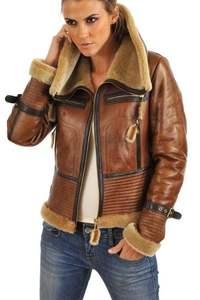 Haute qualité Vintage femmes moto Bomber vestes courtes en cuir véritable Style universitaire bouton décoration coupe-vent fausse fourrure - Product Image 4