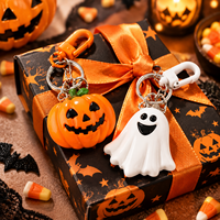 Ensemble de porte-clés d'Halloween - Pendentifs personnalisables en PVC souple imperméables, motifs mignons citrouille, fantôme, sorcière, pour cadeaux de fête et accessoires de sac