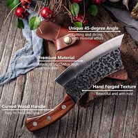 Couteau couperet personnalisé forgé à la main pour couper la viande avec lame en acier au carbone et manche en bois inclus gaine en cuir
