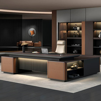 Tavolo da ufficio di lusso in legno con sedia Design moderno Boss Desk Executive Office Desk Set Manager mobili per ufficio scrivania da lavoro
