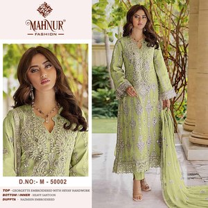 Nouvel Arrivage Qualité Indienne Export Dernières Lourdes Georgette Salwar Suit & Dupatta Avec Broderie Fantaisie Fabrication De L'Inde - Product Image 5