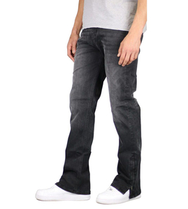 Pantalones vaqueros rectos acampanados de mezclilla de color lavado gris para hombre con cremallera lateral inferior pantalones de hombre alto Jean - Product Image 5