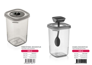 450mL Modern Spice Container with Spoon-<b>Camping</b> & <b>Kitchen</b> Use BPA-Free Multifunction Design - Product Image 3