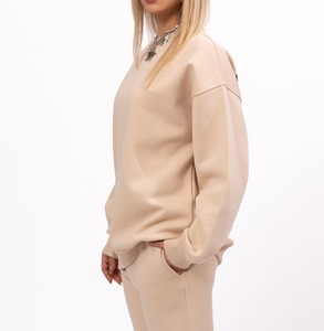 Chándal de mujer de secado rápido con logotipo personalizado OEM, conjunto de sudadera y joggers XL de corte holgado, conjunto de 2 uds de talle alto para deportes al aire libre - Product Image 1