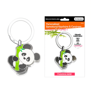 Portachiavi e Moschettoni Promozionali Personalizzati in Bambù a Forma di Panda - Gadget Personalizzabili con Design Portachiavi - Product Image 2