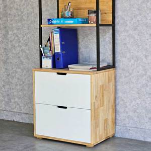 Iron Frame Shelf with <b>Drawers</b> 60x40x170cm Standing Type Rubber Wood KTB68159 - Product Image 5