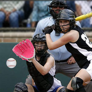 Gants de receveur de baseball/softball personnalisés en cuir synthétique rose imperméable pour droitiers, jeunes, avec lanières blanches I-Web pour le jeu sur terrain - Product Image 6