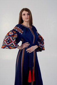 Fabricants de vêtements conception personnalisée robe Boho femmes robes Maxi femmes dame élégante à manches longues robe brodée ukrainienne - Product Image 6