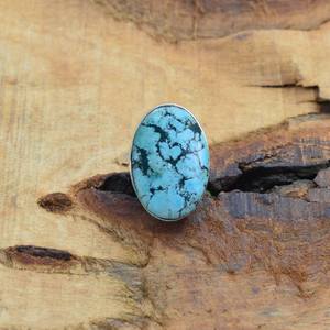 Blue Turquoise 925 Sterling <b>Silver</b> Ring Oval Gemstone Handmade Jewelry Gift For Women Birthday Anniversary - Product Image 2