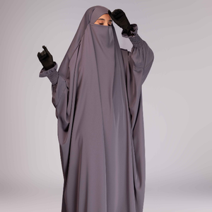 Femmes musulmanes Une Pièce pour Abaya Style Floor Longueur Modeste Islamique Porter Printemps Gris Polyester Léger Vente en Gros - Product Image 1