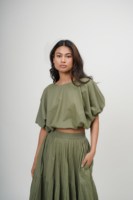 Jupe longue élégante en coton style bohème à volants avec haut à col noué et style doux, taille naturelle, longueur ras du sol, grande taille, design personnalisé