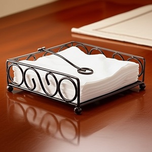 Porte-serviettes en métal noir décoratif fait à la main conception de défilement organisateur de mouchoirs de table bras lesté pour les fêtes de cuisine - Product Image 1