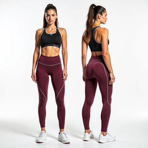 Conjunto de Yoga Personalizado para Mujer Talla Grande, Estilo Urbano Otoñal, Bra y Leggings Sin Costuras, Patrón Transpirable, Tela de Spandex/Poliéster - Product Image 3
