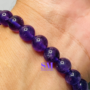 Natural Amethyst Bead Bracelet Wholesale Calming & Spiritual Growth Crystal Jewelry - Product Image 3