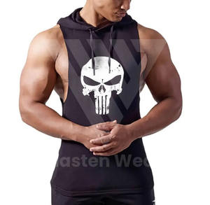 Competitive Price <b>Men's</b> <b>Sleeveless</b> Bodybuilding Workout <b>Hoodie</b> Jogging Running Wear Breathable Hooded Muscle Fit Singlet - Product Image 5