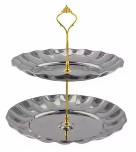 Customizable Unique Design Metal Iron Gold Plated <b>Cake</b> <b>Stand</b> <b>Set</b> of 3 or Dessert Display <b>Stand</b> for Parties - Product Image 2
