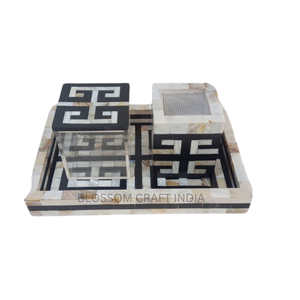 Exquis Style moyen-oriental bois Mdf décor à la maison bas prix Bakhoor brûleur d'encens ensemble boîte de rangement nacre plateaux de service - Product Image 4