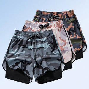 Pantalones cortos deportivos informales cómodos con cintura elástica para hombre, ropa transpirable de camuflaje hasta la rodilla para correr - Product Image 1