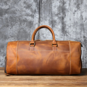 Leather Weekender Duffel Bag with Zipper Closure and Adjustable Strap for Travel - Product Image 3