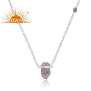 สร้อยคอจี้เพชรเฮอร์คิเมอร์ธรรมชาติทำจากเงินสเตอร์ลิงคุณภาพดีผลิตได้ตามต้องการ - Product Image 2