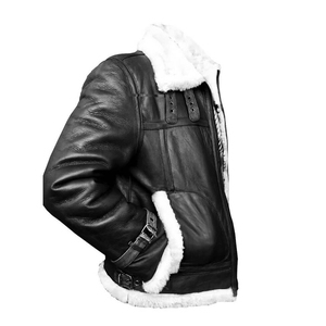 Chaqueta de invierno personalizable para hombre High Street Vintage Hip Hop estilo cuero genuino cuello alto Casual de talla grande ecológico - Product Image 6