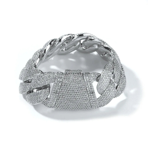 สร้อยคอฮิปฮอปสีทองสุดหรู VVS Moissanite ประดับเพชรแบบส่วนตัวกำไลข้อมือคิวบาสำหรับผู้ชาย - Product Image 3