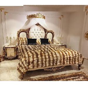 Crown Style Hand Carved <b>Bed</b> With Nightstand Maharaja Style Bedroom Furniture Set <b>Royal</b> Look Hand Carved <b>Bed</b> With Nightstands - Product Image 1