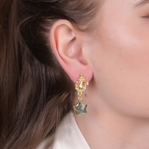 DUA Labradorite Boucles d'oreilles étoile en plaqué or 18 carats Trendy Elegant Minimalist Wear pour les femmes - Product Image 6