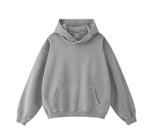 Sudadera con capucha extragrande de algodón grueso, estilo streetwear, suave, lisa, para jogging, de fabricante de ropa holgada. - Product Image 3