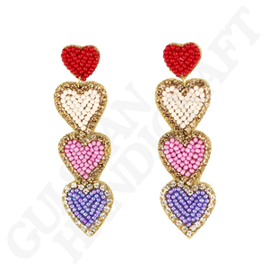 Pendientes colgantes de moda de Papá Noel con cuentas blancas rosas hechos a mano para niñas celebraciones festivas navideñas para fiestas de temporada - Product Image 6