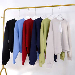 เสื้อสเวตเตอร์เอวลอยสำหรับผู้หญิง, เสื้อสเวตเตอร์คอตตอนน้ำหนักเบาระบายอากาศได้ดี100% โลโก้ด้านหน้า - Product Image 3