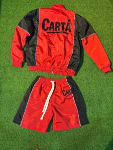 Conjunto de pantalones cortos cortavientos para hombre, pantalones cortos de gimnasio de nailon más vendidos con chaqueta de manga larga con cremallera, conjunto de dos piezas hasta la rodilla - Product Image 4