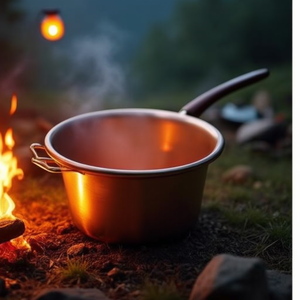 Cocotte en fonte avec poignée en bois de cuivre 30 cm pour la cuisson et le camping, modèle 30 1035, diamètre 24 cm - Product Image 3