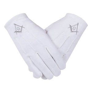 Gants maçonniques carrés et boussole de broderie sur mesure fabriqués en usine gants Regalia de franc-maçon en coton blanc - Product Image 5