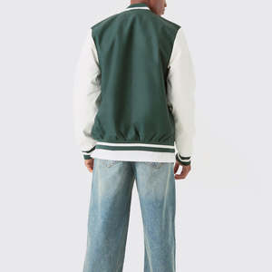 Veste universitaire pour homme sur mesure OEM, tissu 100% coton, manches en cuir véritable, col côtelé, respirante, veste d'hiver universitaire - Product Image 6