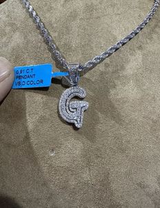 925 Sterling Silver Gold Plated Diamond Initial <b>Letter</b> G <b>Charms</b> Classic Vvs D 0.91 Ct Party - Product Image 5