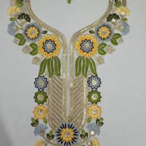 Cuello de red adornado con detalles de bordado y lentejuelas para blusa festiva vestido Kurti escote sastrería moda - Product Image 1