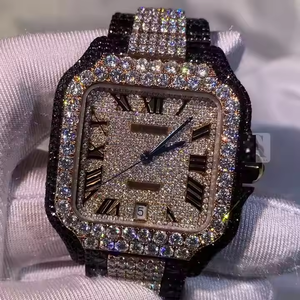 Montre-bracelet Hip Hop unique en acier inoxydable pour hommes avec diamants Moissanite et fournisseur indien esthétique moderne luxueux - Product Image 1