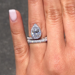 Bague en diamant taillé en poire de laboratoire de 1.50 carats en or blanc 14 carats avec placage au rhodium bijoux de mariage de fiançailles vermeil d'éternité - Product Image 2