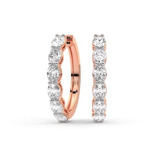 Élégantes boucles d'oreilles créoles ovales en diamant de laboratoire 1 carat (poids total) couleur F-G pureté VS en or massif 14K pour une élégance naturelle et un raffinement au quotidien - Product Image 6