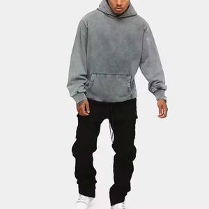 Custom Made Heavyweight Pullover Acid Washed <b>Grey</b> <b>Hoodies</b> for <b>Men's</b> Solid Color Quick Drying Fashionable <b>Men's</b> <b>Hoodies</b> - Product Image 3