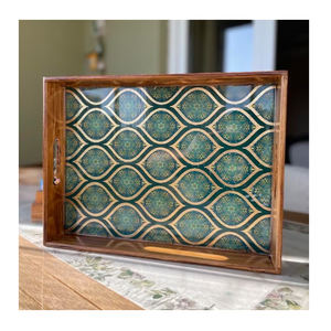 Bandeja de servicio con mango cuadrado de madera Natural de alta calidad, decoración multiusos para el hogar, plato para aperitivos/bebidas, Material de PC - Product Image 4