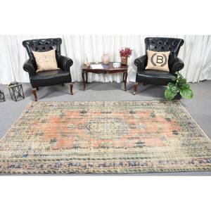 Clásico naranja Beige 5,4X8,5 pies alfombra turca lana PP diseño de retazos para sala de estar pasillo entrada rectángulo rayas látex - Product Image 2