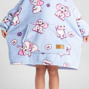 Couverture-sweat à capuche pour enfants, taille unique, motif à carreaux oversize, imprimé personnage, en polaire polyester, pour la maison et les voyages en hiver - Product Image 6