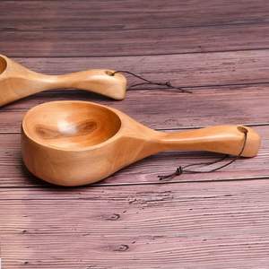 2 Packs de cuillère en bois Akamino cuillère à sel de bain pour sauna, cuillère à riz en bois massif pour bidons-Vaisselle polyvalente - Product Image 4