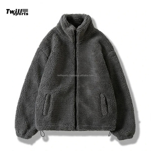 OEM Service 2025 Customizable Men's Sherpa <b>Fleece</b> <b>Jacket</b> Warm and Thick Knit <b>with</b> Stand Collar - Product Image 1