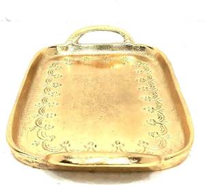 Plateau de courtoisie de couleur or de la plus haute qualité ensemble de 3 plateaux ronds en aluminium pour cadeaux de mariage - Product Image 2